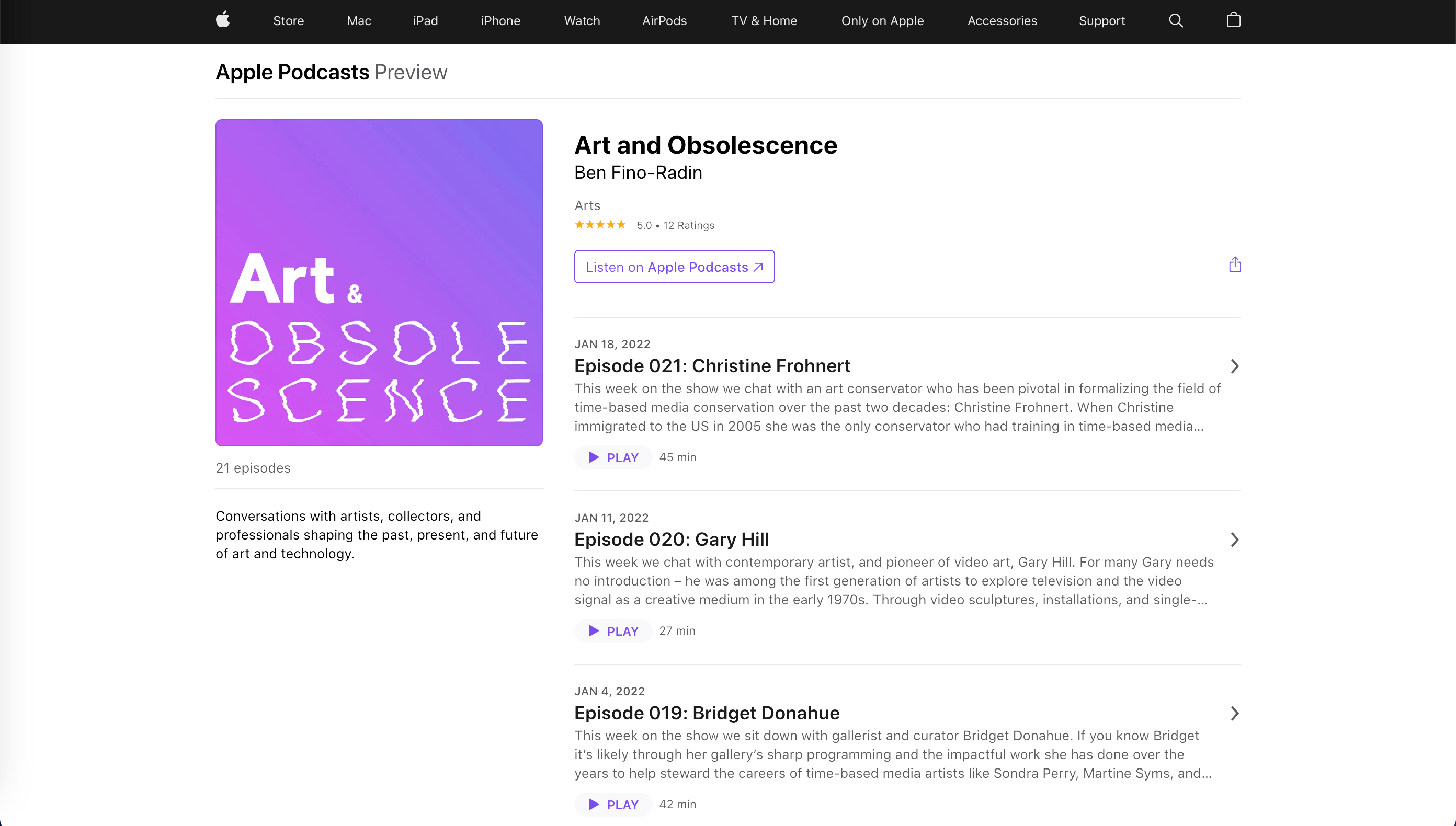 Art and Obsolescence podcast page