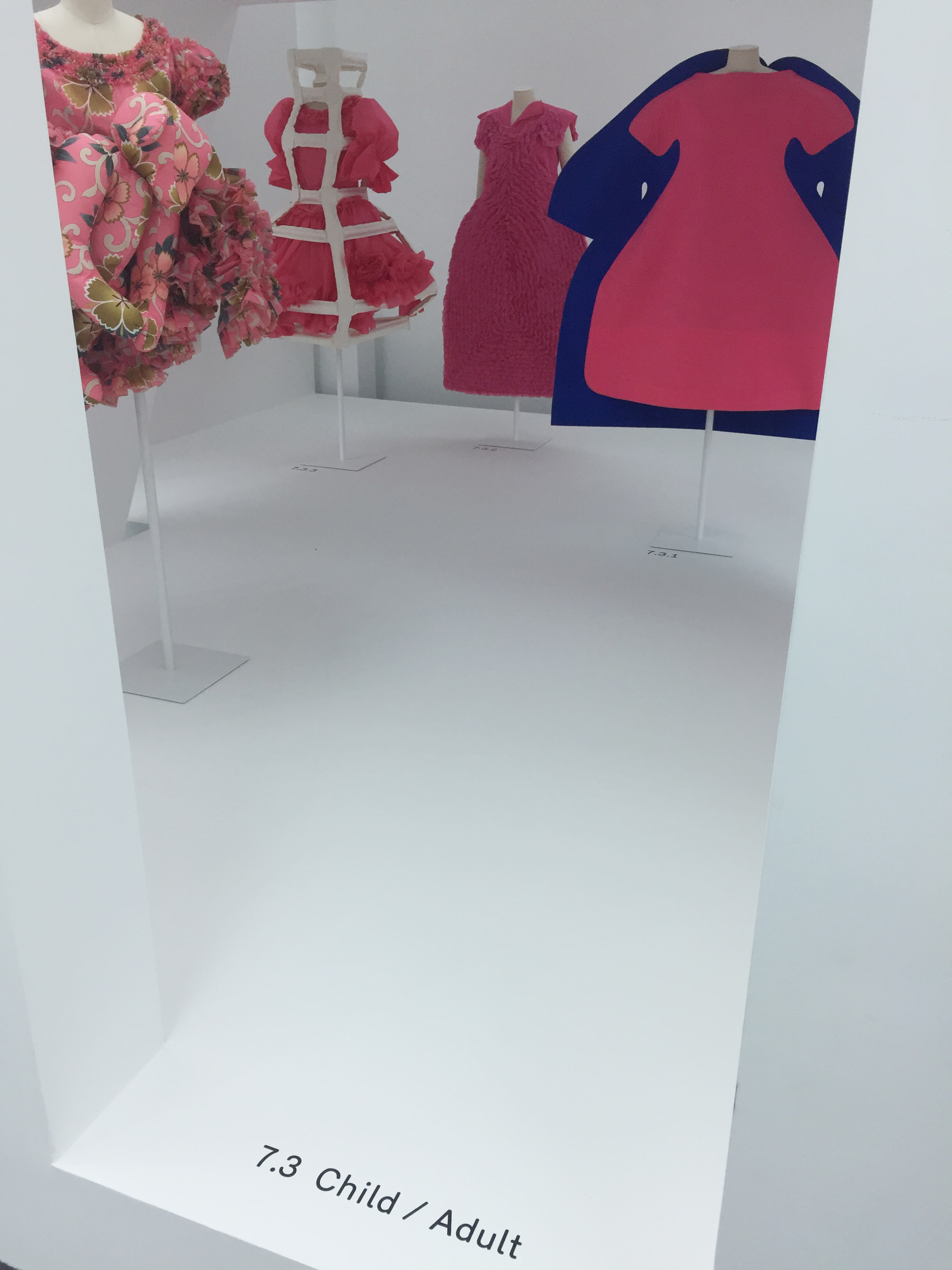 Vertical view of a Rei Kawakubo Comme des Garcons exhibition object