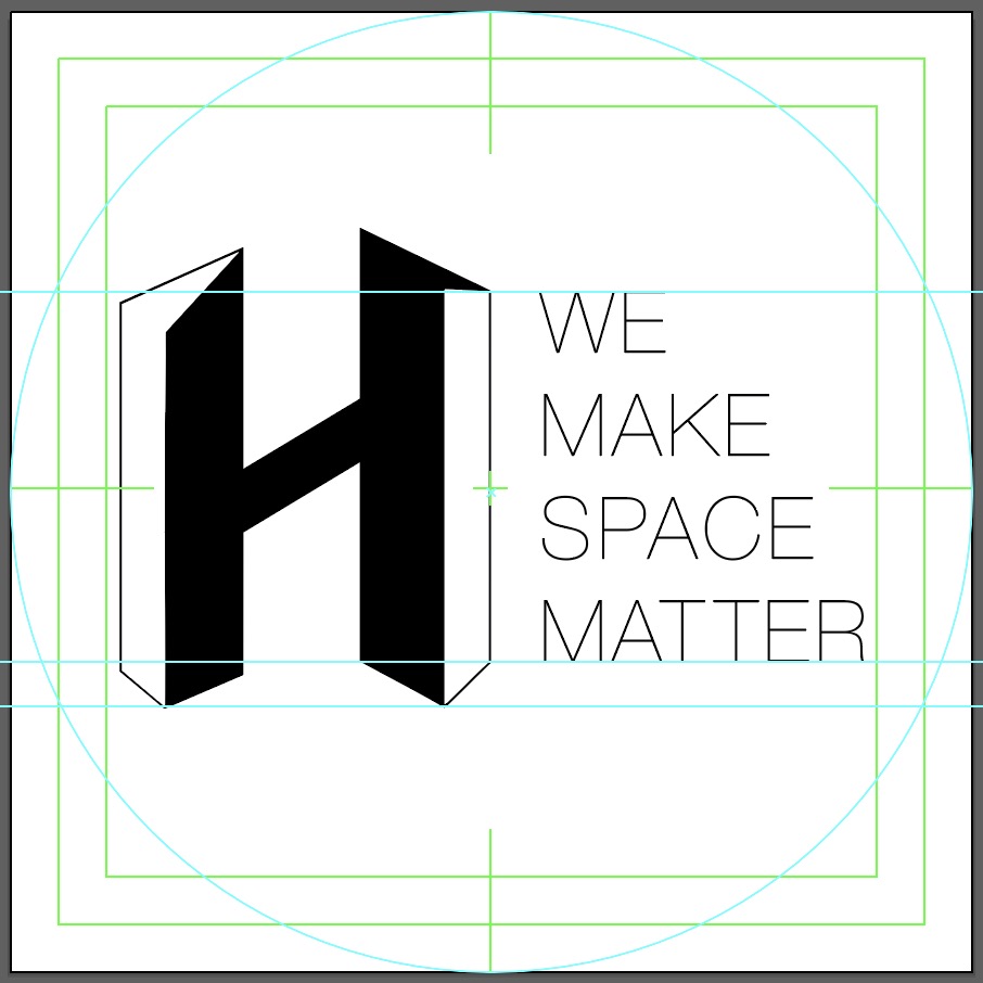 HMUET logo layout for We make space matter