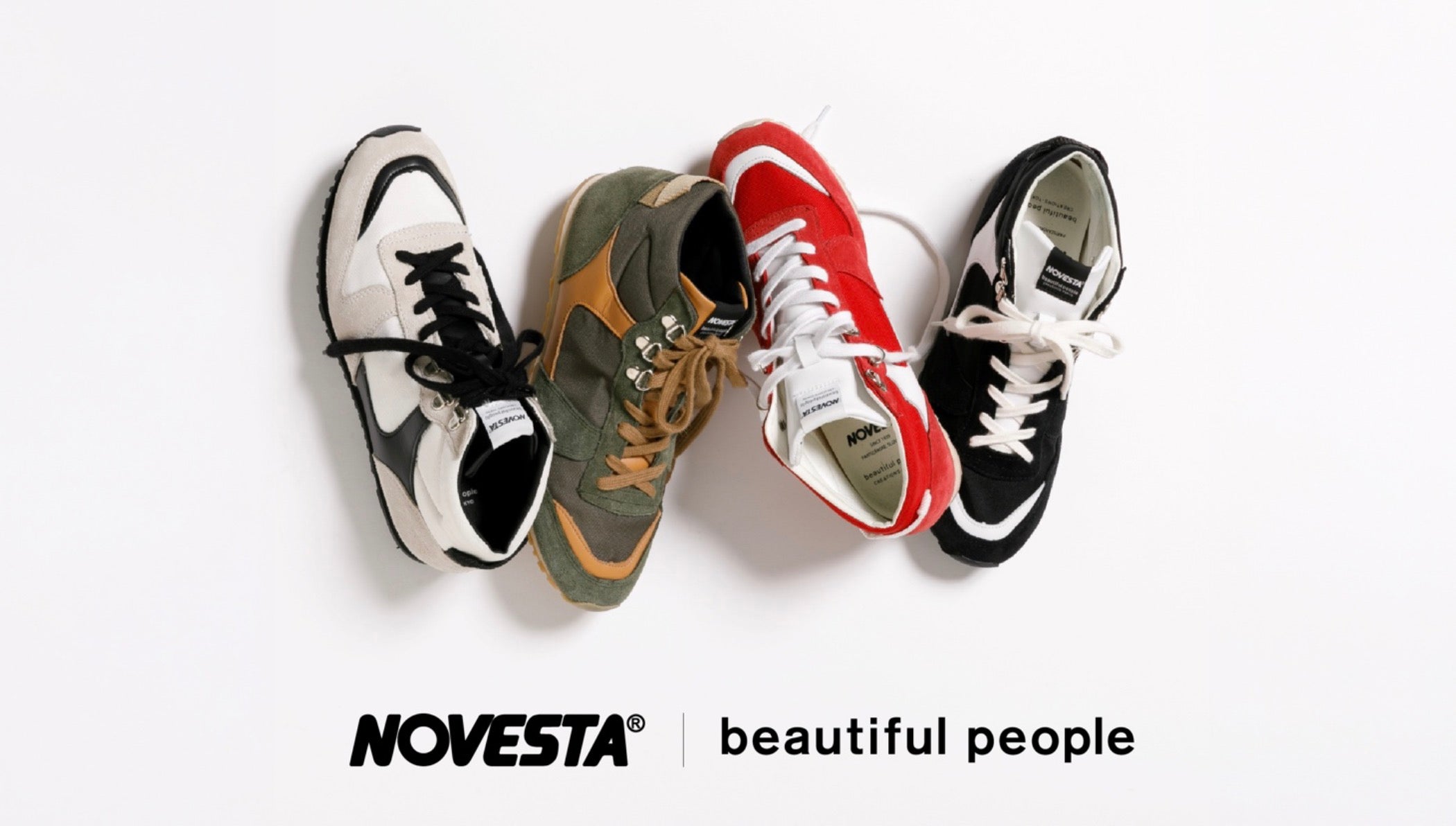 NOVESTA × beautiful people MARATHON HIGH bp エクリュ、ブラック、レッド、カーキの4色